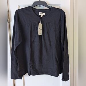 New PACT Women's Black Relaxed Slib Gathered Long Sleeve Top Large